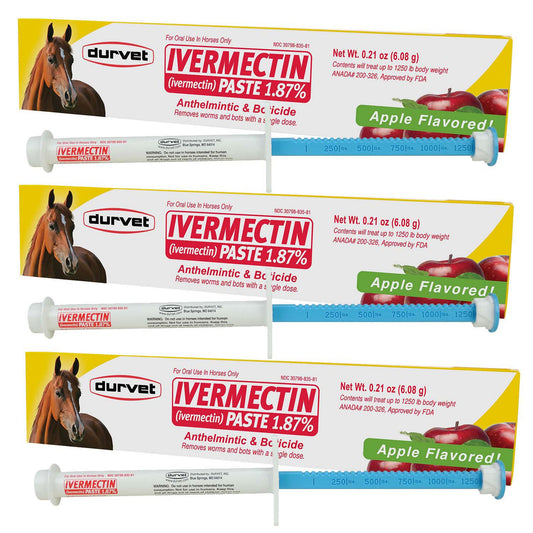 Durvet Ivermectin 1.87% Apple Flavored Dewormer (Pack of 3)
